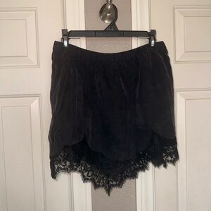 Obey Black Lace-Trim Mini Skirt